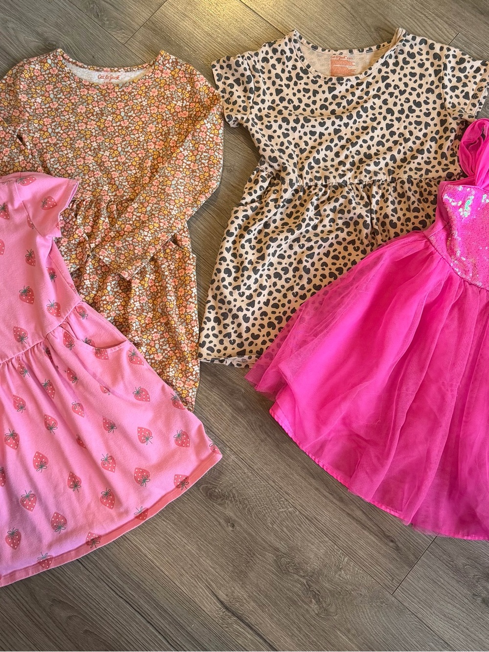 Cat & Jack Girls' Dresses - Strawberry, Floral, Leopard, Hot Pink